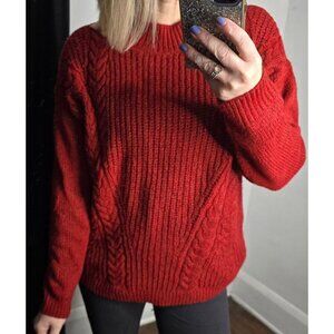 Simply Vera Very Wang Red Knit Chunky Pullover Sweater XL